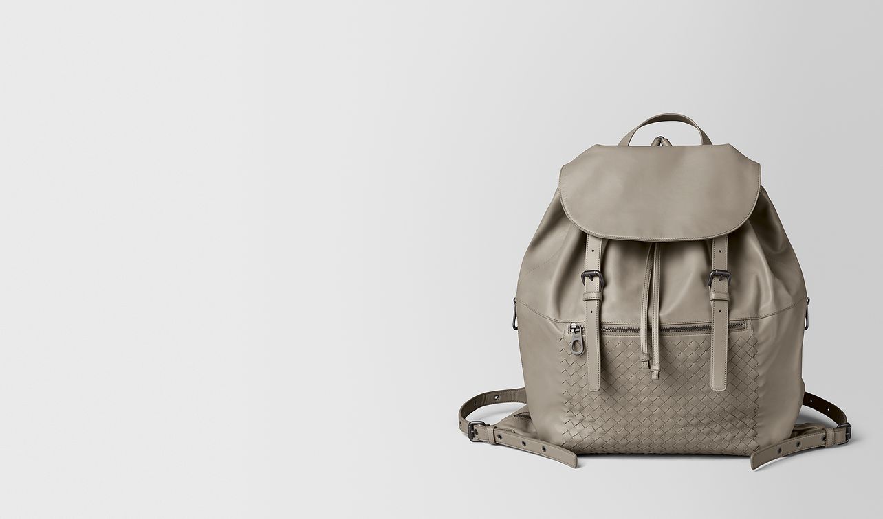 dark cement intrecciato calf backpack landing