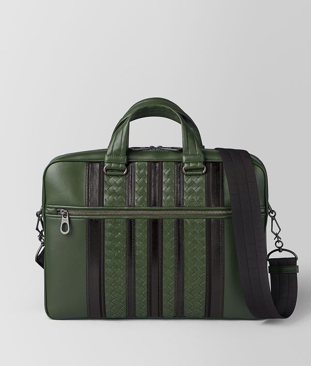 BOTTEGA VENETA FOREST/NERO NAPPA TECH STRIPE BRIEFCASE Business bag Man fp