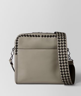 DARK CEMENT/NERO CALF INTRECCIATO CHECKER PILOT BAG 