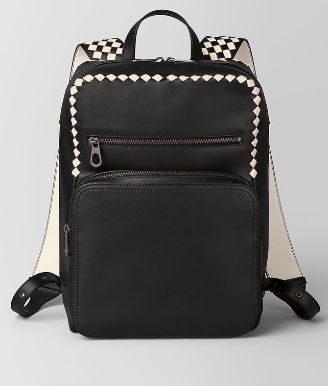 BOTTEGA VENETA NERO/MIST CALF INTRECCIATO CHECKER BACKPACK Backpack Man fp