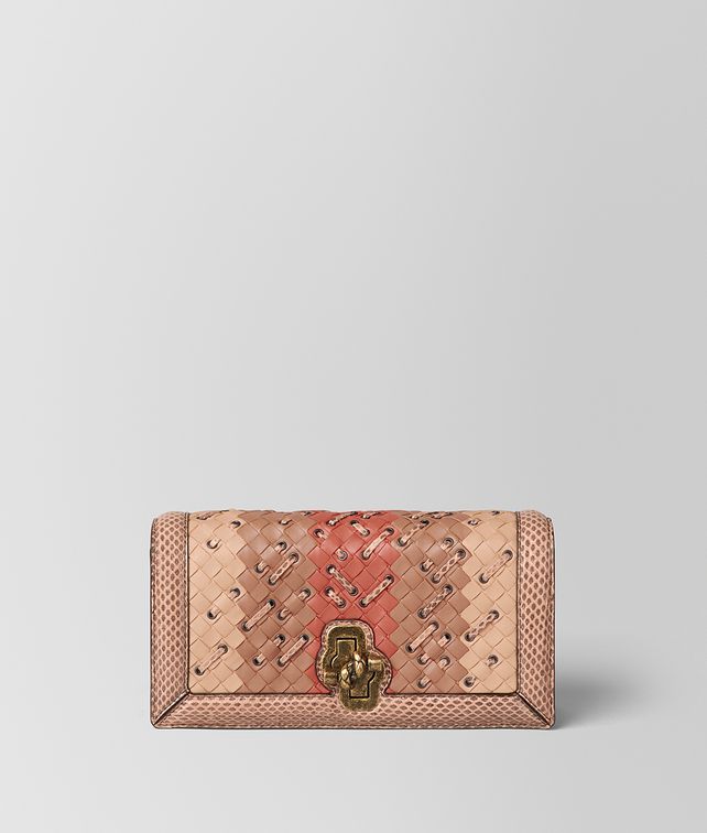 BOTTEGA VENETA PEACH ROSE INTRECCIATO CLUB STITCH KNOT CLUTCH Clutch Woman fp
