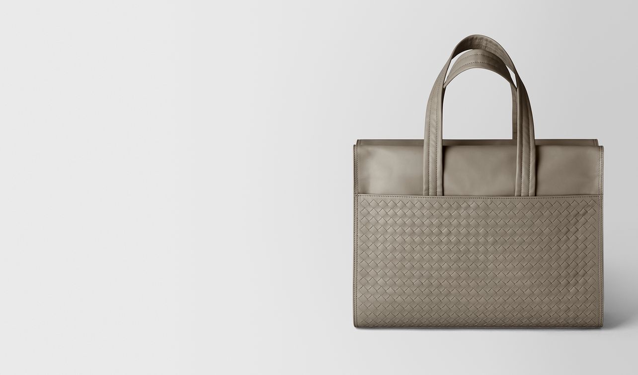 dark cement intrecciato calf tote landing