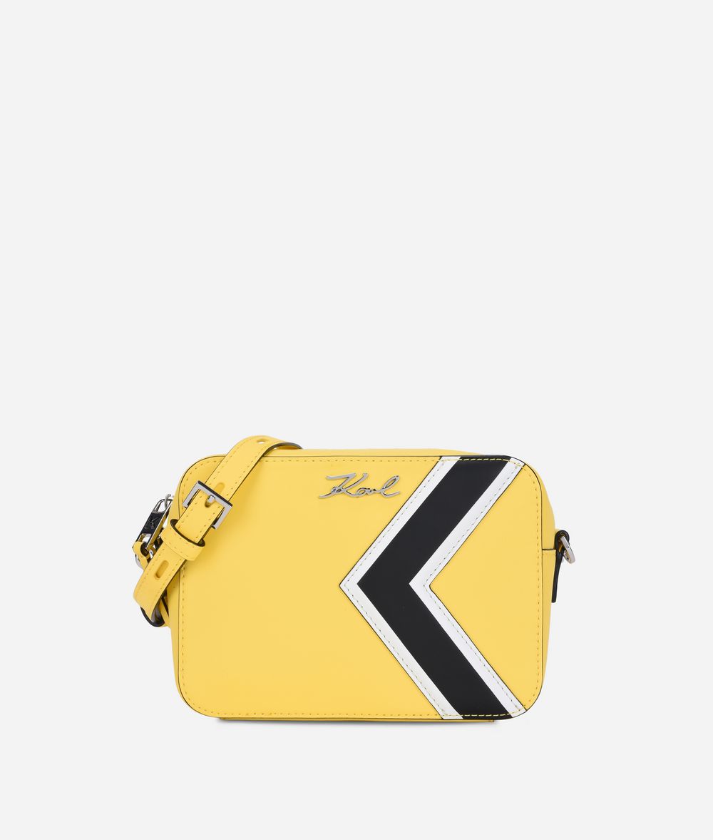 KARL LAGERFELD K/Stripes Leather Camera Bag Crossbody Bag Woman f