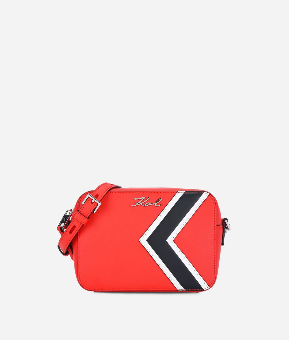 KARL LAGERFELD K/Stripes Leather Camera Bag Crossbody Bag Woman f