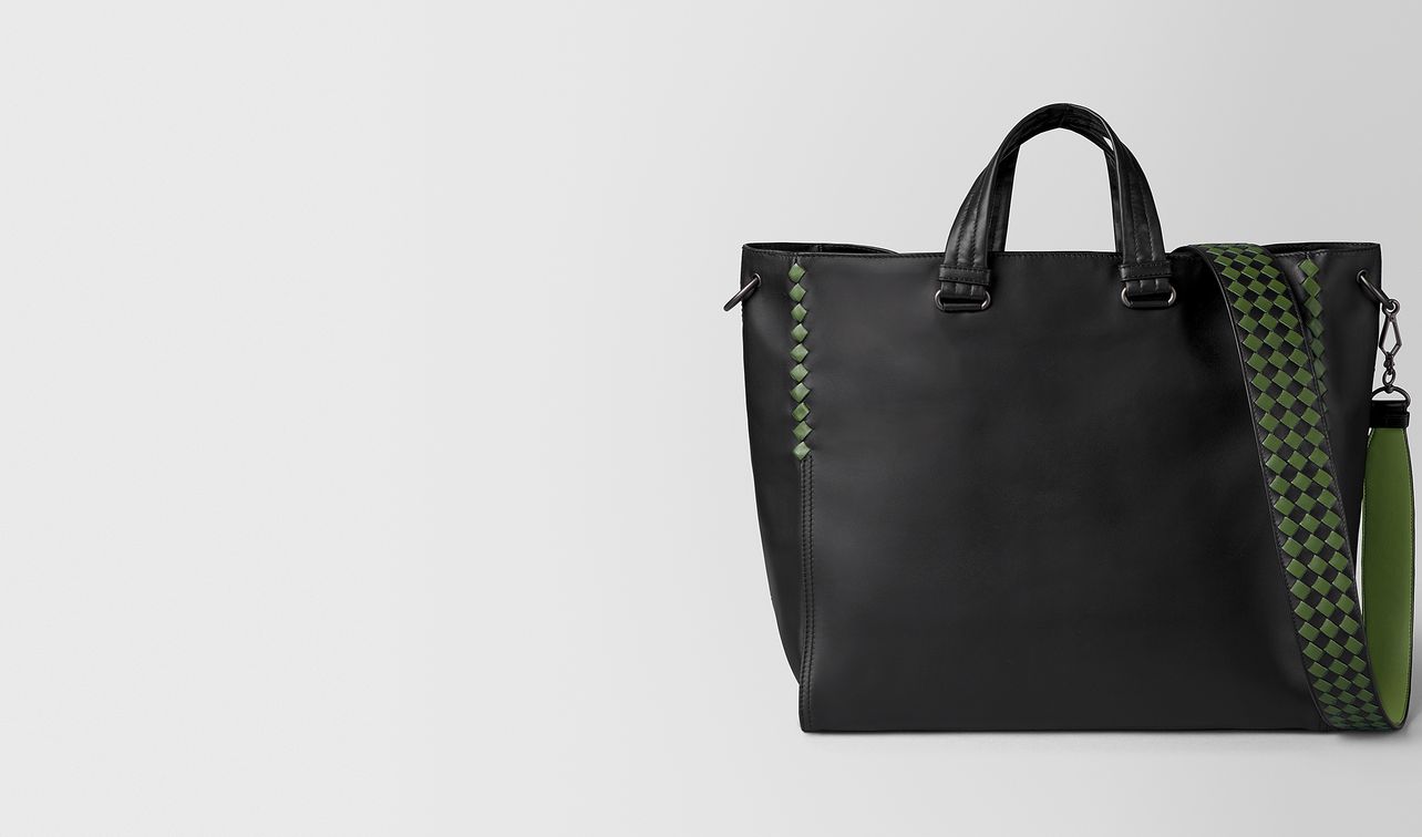 nero/fern calf intrecciato checker bv tote landing