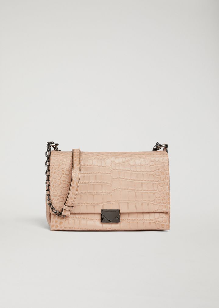 Croc Print Leather Crossbody Bag Woman Emporio Armani