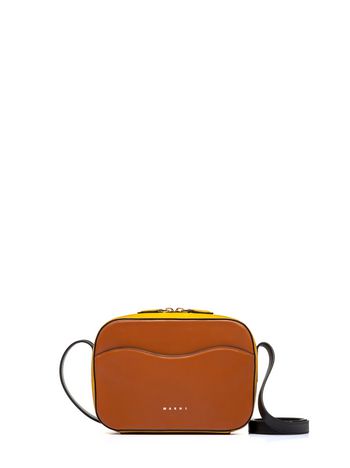 Marni Yellow and brown nappa leather SHELL bag Woman