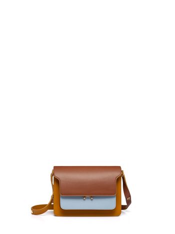 Marni Yellow, brown and blue calfskin TRUNK bag Woman