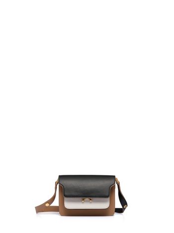 Marni Black, white and beige calfskin MINI TRUNK bag  Woman