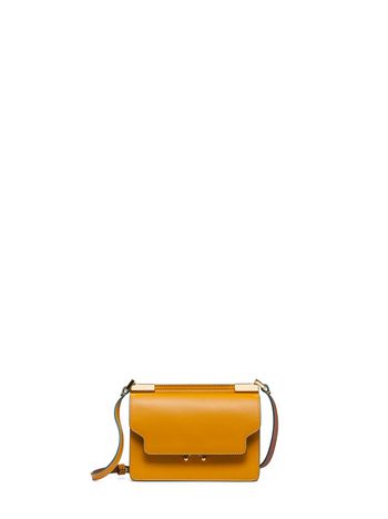 Marni Yellow calfskin MICRO TRUNK bag with gold-finish metal details Woman