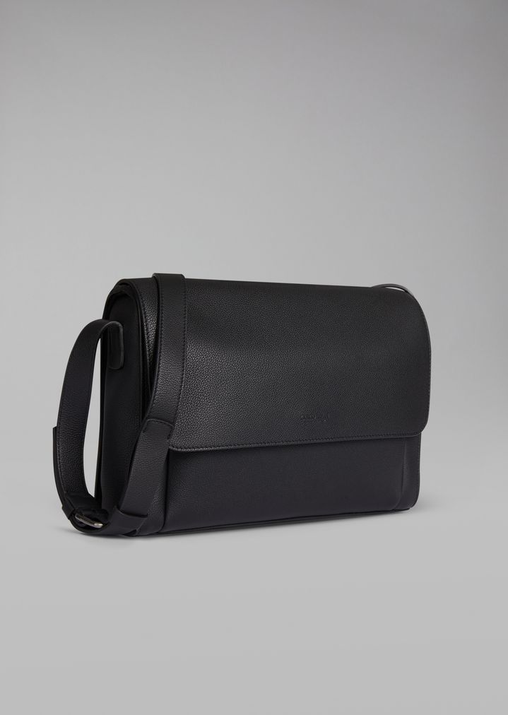 Grainy Leather Messenger Bag