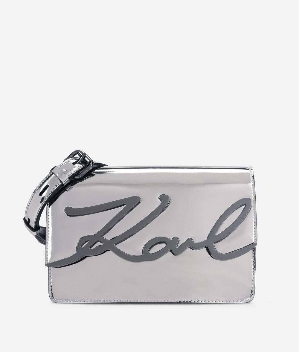 KARL LAGERFELD K/Signature Schultertasche mit Hochglanz-Finish Handtasche Damen f