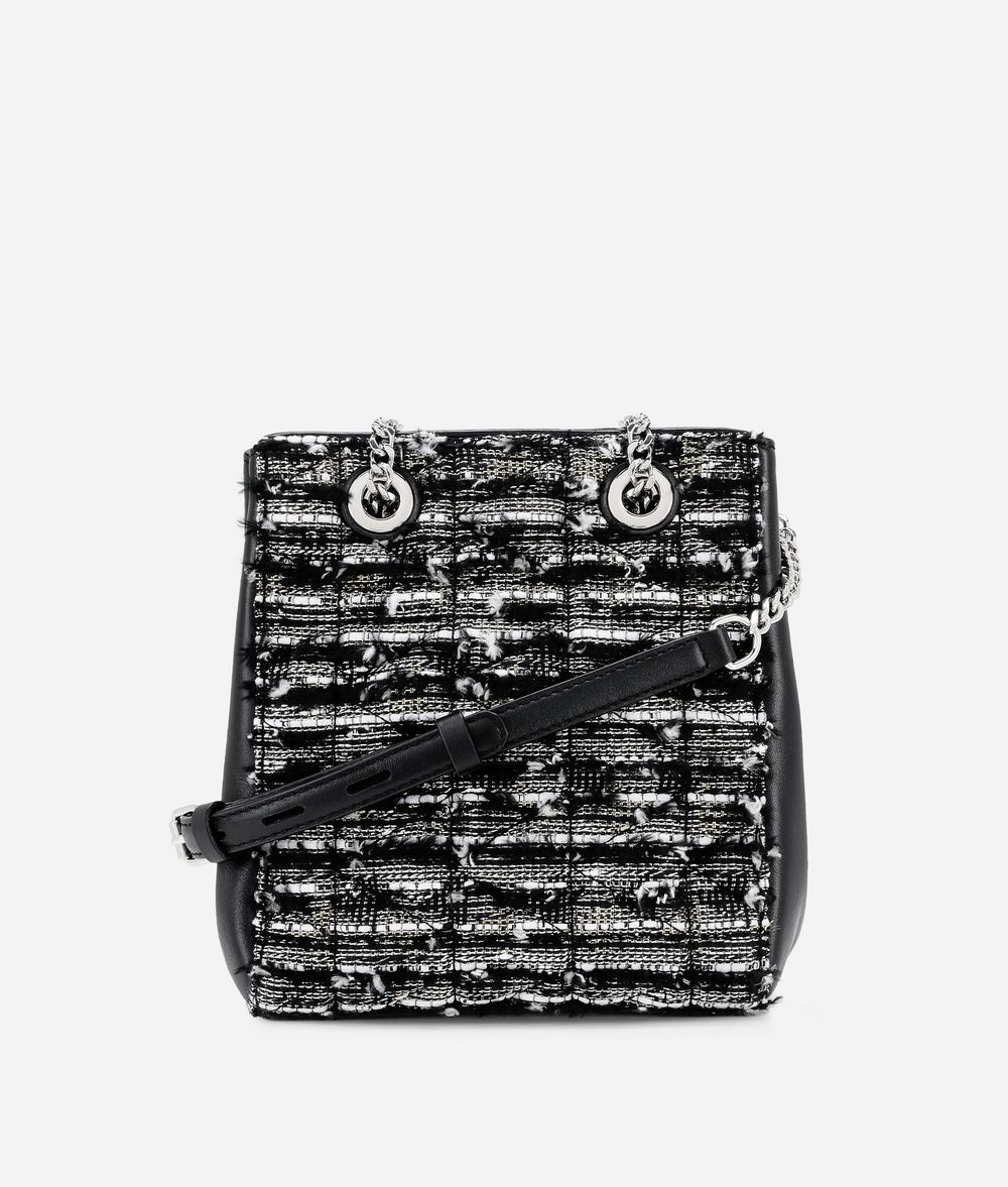KARL LAGERFELD K/Kuilted Leather and Tweed Bucket Bag Drawstring bag Woman d