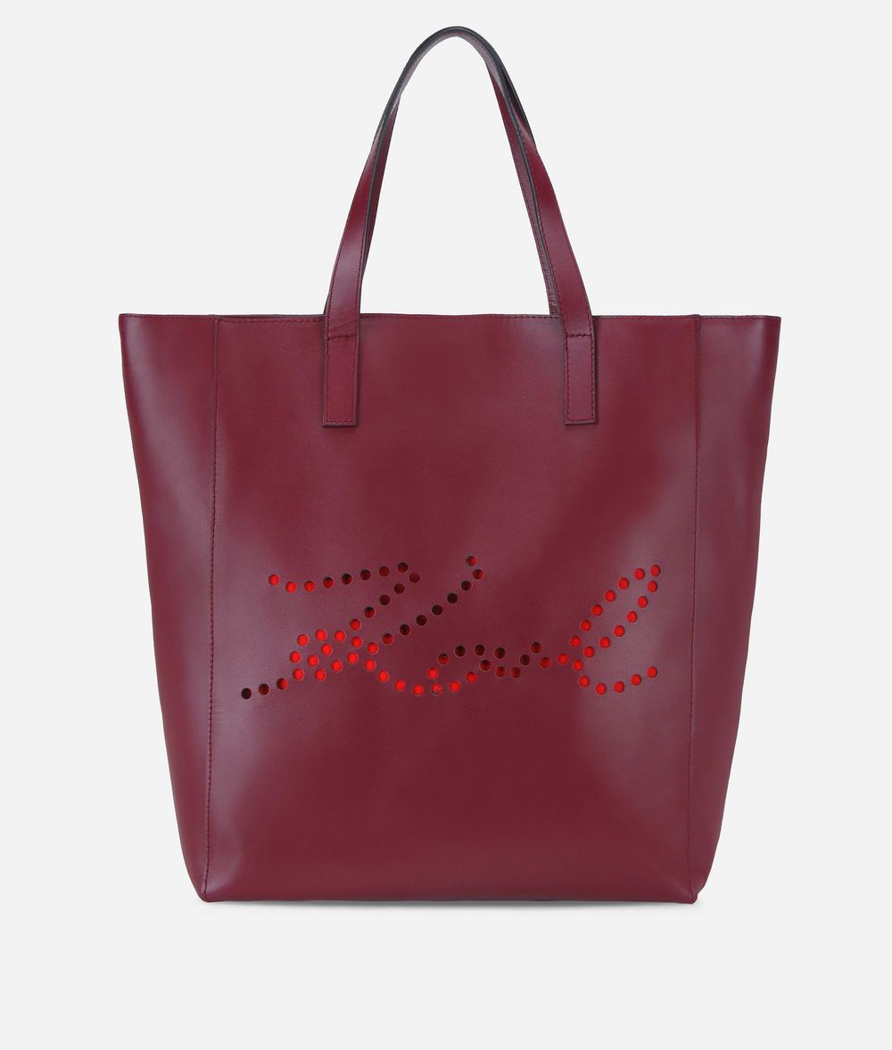 KARL LAGERFELD K/Signature Shopper aus Leder mit perforiertem Logo Shopper Damen f