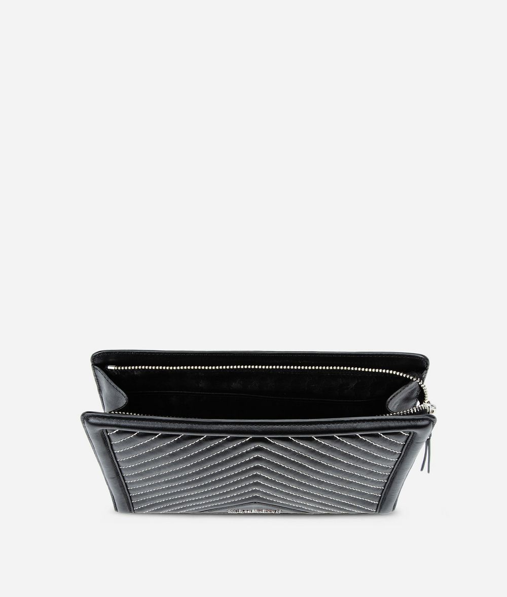 KARL LAGERFELD K/Klassik Pochette aus Leder mit gesteppten Details Clutch Damen d
