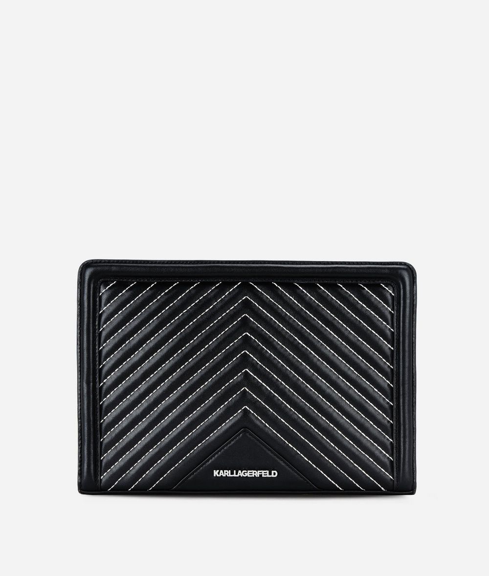 KARL LAGERFELD K/Klassik Pochette aus Leder mit gesteppten Details Clutch Damen f