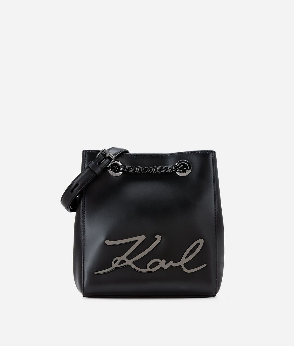 KARL LAGERFELD K/Signature Leather Bucket Bag Drawstring bag Woman f