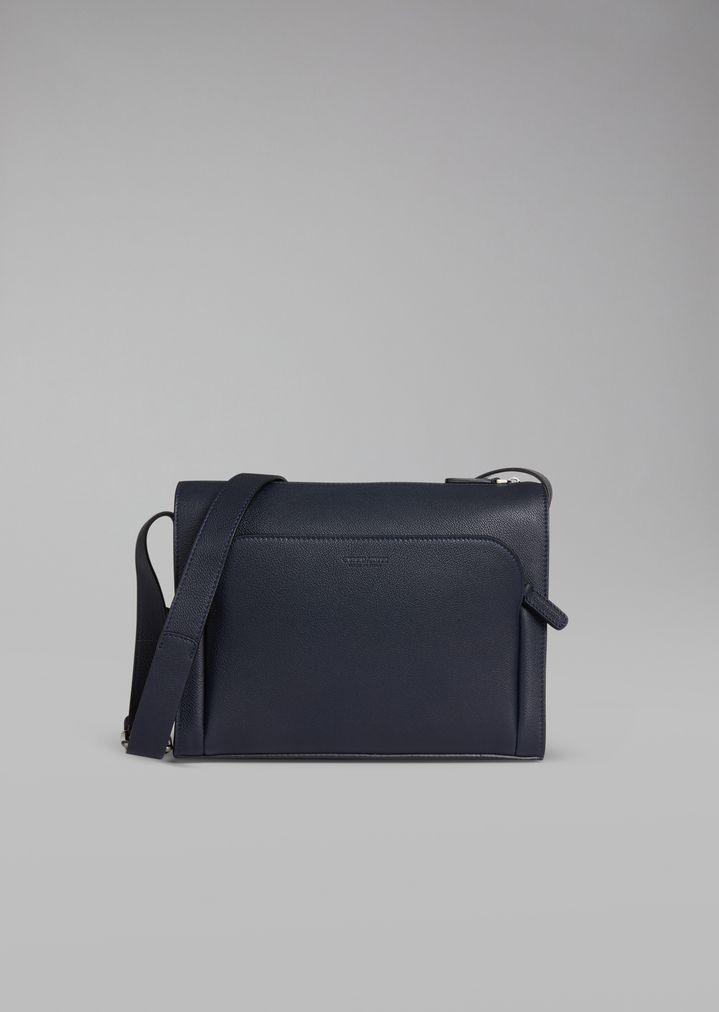 Grainy Leather Crossbody Reporter Bag