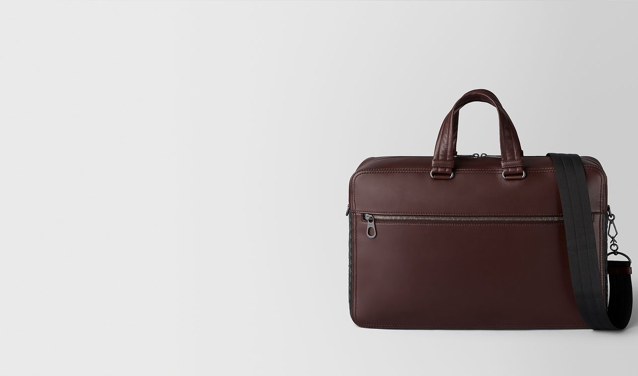 dark barolo intrecciato checker briefcase landing