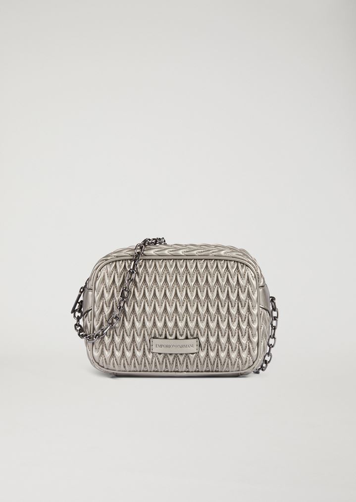 Minibolso bandolera pespuntado con cierre de cremallera Minibolso bandolera pespuntado con cierre de cremallera