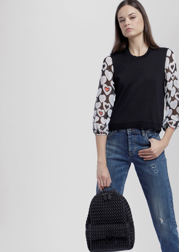 Mochila de napa sintética pespuntada con motivo de gota Mochila de napa sintética pespuntada con motivo de gota