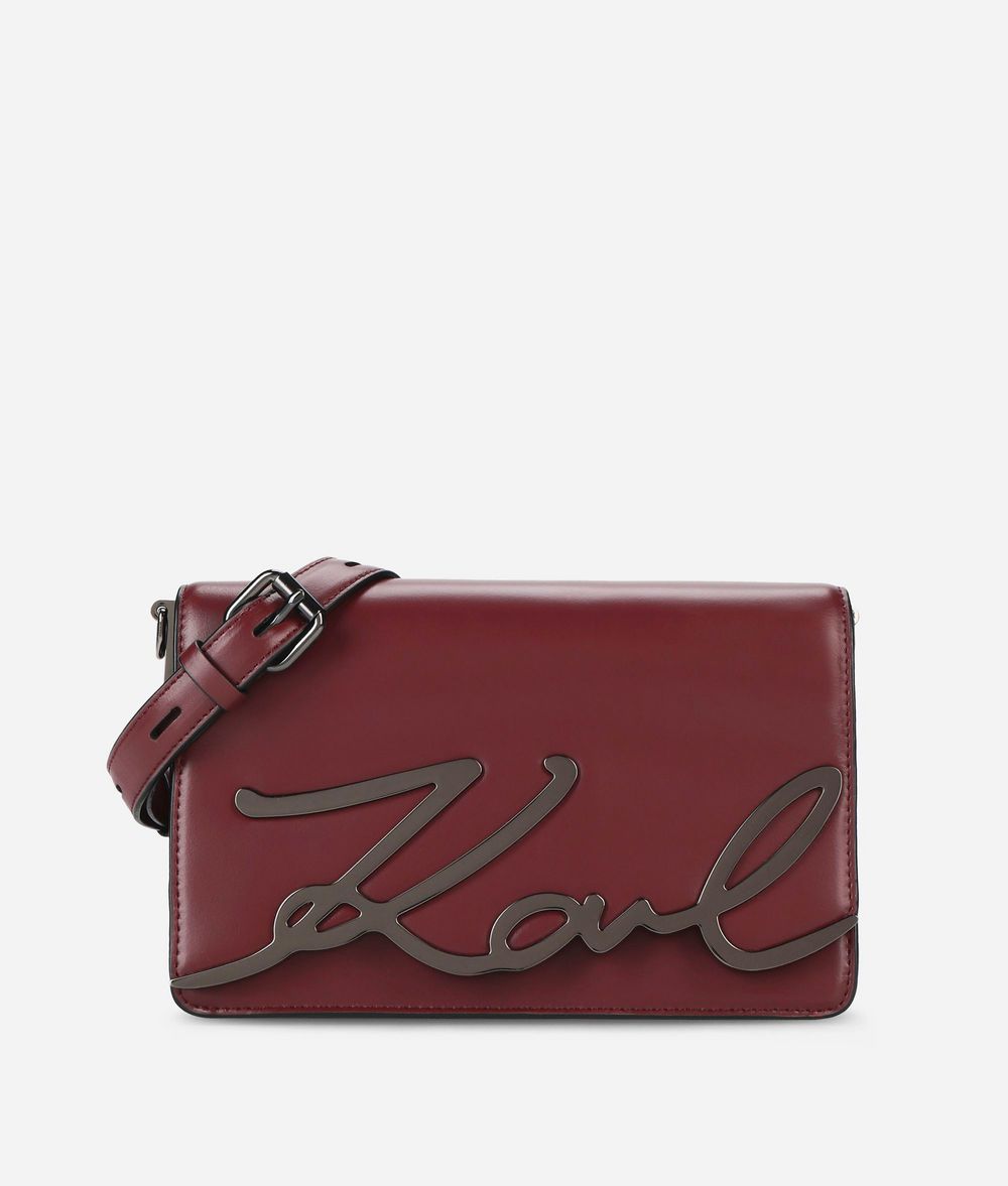 KARL LAGERFELD K/Signature Leather Shoulder Bag Handbag Woman f
