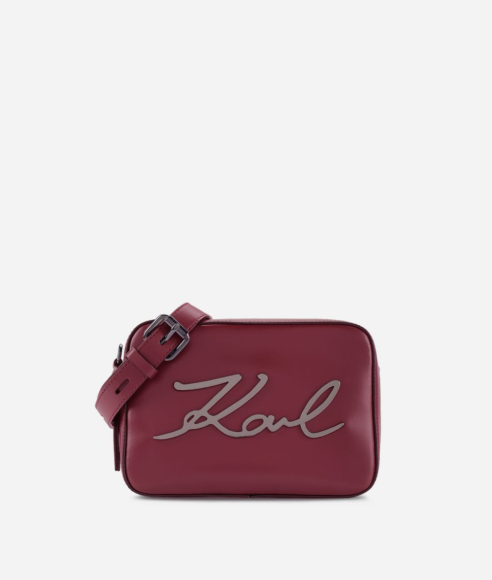 KARL LAGERFELD Kompakte K/Signature Tasche aus Leder Crossbody Bag Damen f