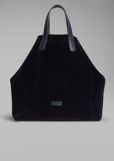 Men S All Bags Giorgio Armani Velvet Tote Bag With Wrinkle Effect