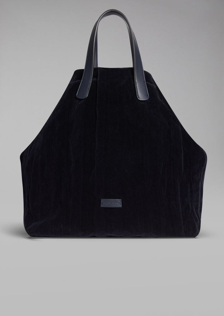Velvet Tote Bag With Wrinkle Effect Man Giorgio Armani