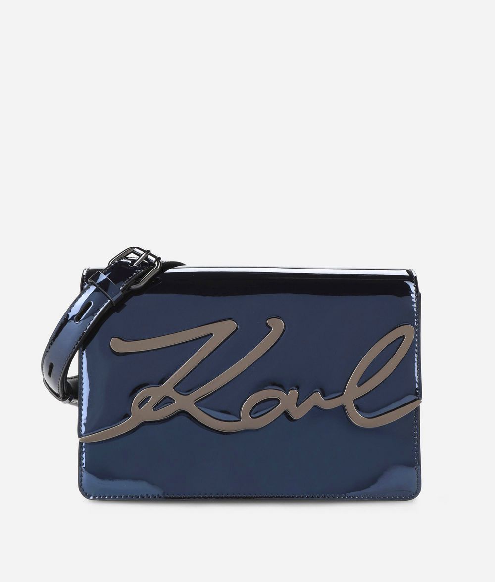 KARL LAGERFELD K/Signature Schultertasche mit Glossy-Finish Handtasche Damen f