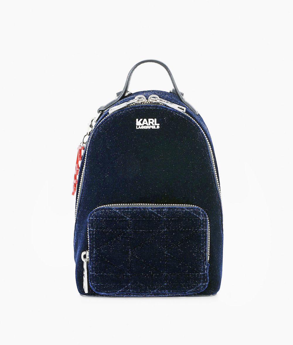 KARL LAGERFELD Karl x Kaia Mini-Rucksack aus glitzerndem Samt Rucksack Damen f