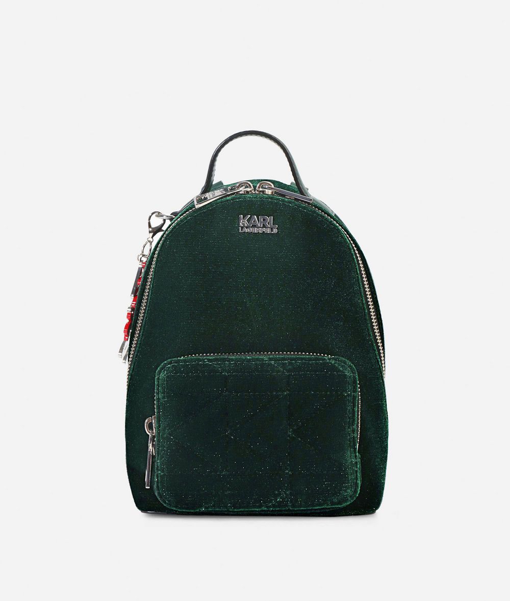 KARL LAGERFELD Karl X Kaia Glitter Velvet Mini Backpack Backpack Woman f