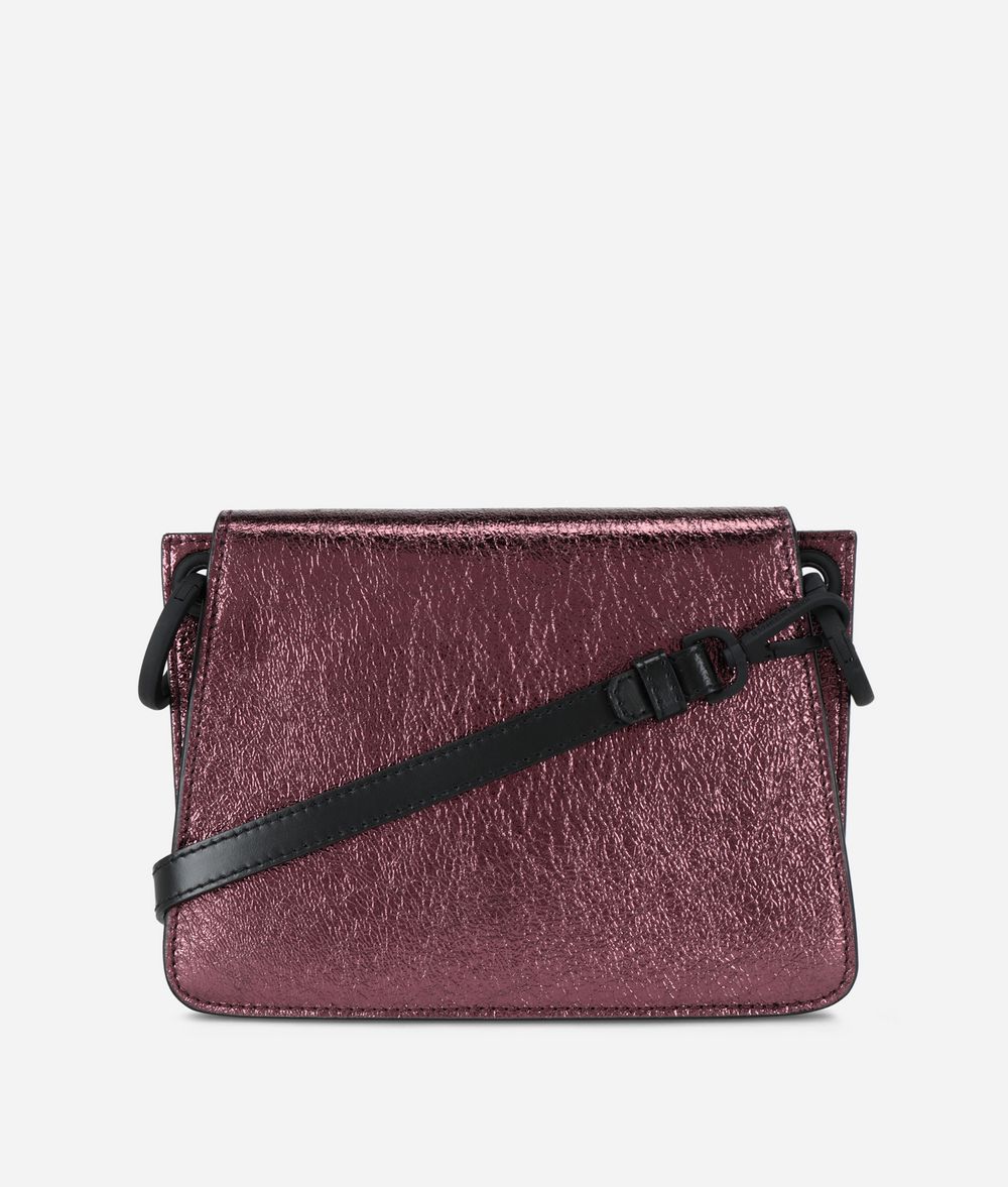 KARL LAGERFELD K/Kat Lock Umhängetasche aus Metallic Leder Crossbody Bag Damen d