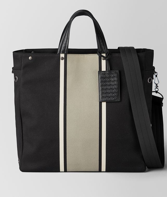 BOTTEGA VENETA NERO/CEMENT CANVAS TOTE Tote Bag Man fp