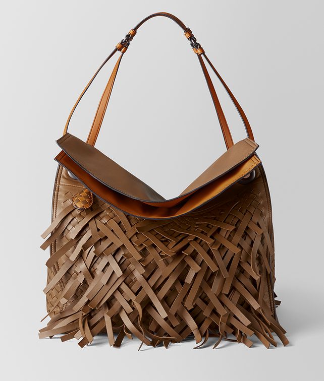 BOTTEGA VENETA DARK LEATHER INTRECCIATO FRINGE TOTE Tote Bag Woman fp