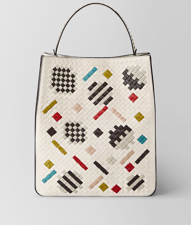 BOTTEGA VENETA MULTICOLOR INTRECCIATO ABSTRACT FAÇADE TOTE Tote Bag Woman fp