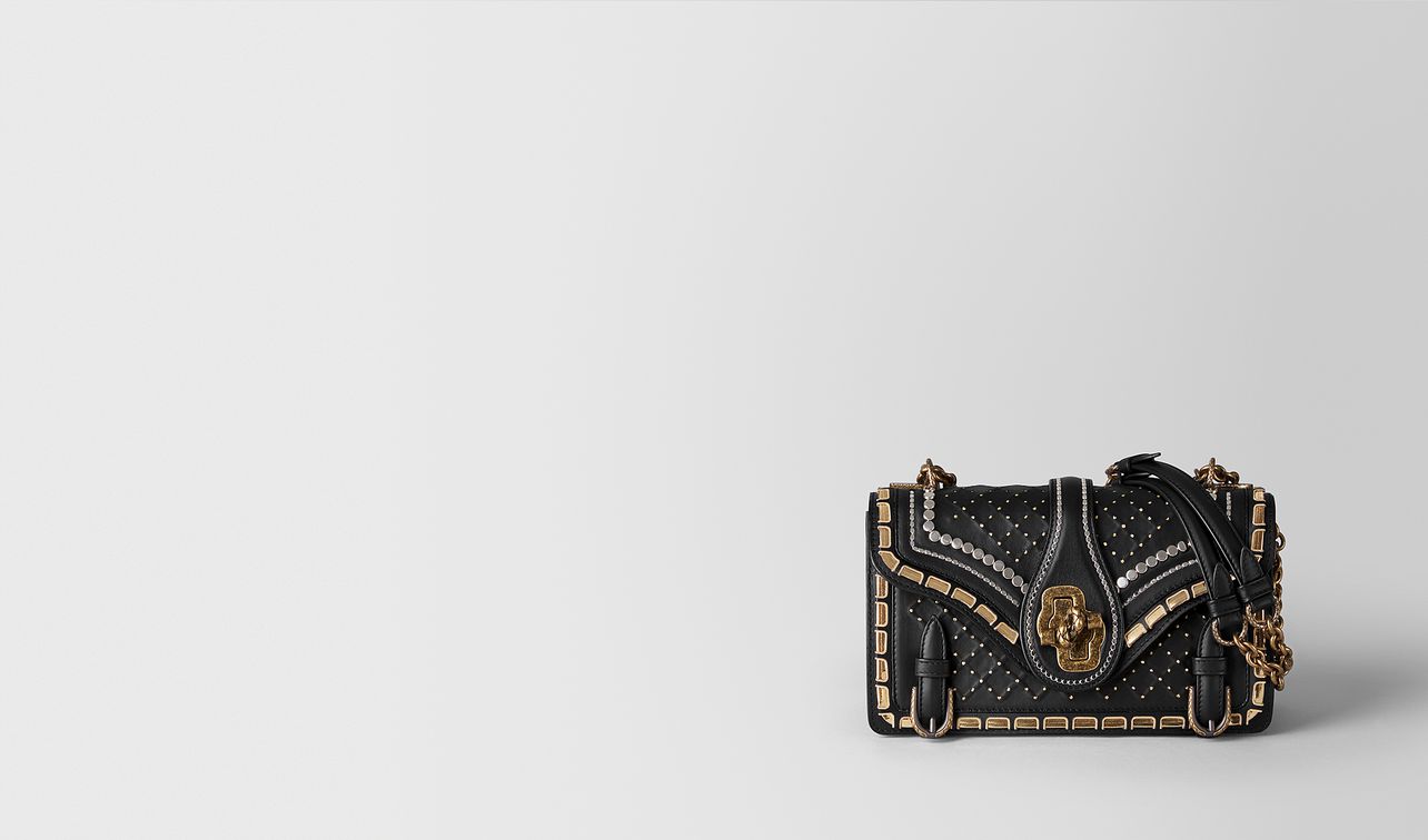 borsa city knot con catena in nappa nero landing