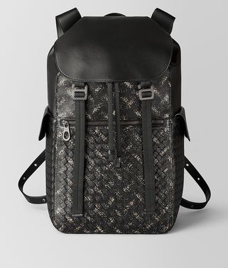 NERO/DARK LEATHER INTRECCIATO MICRODOTS SASSOLUNGO BACKPACK