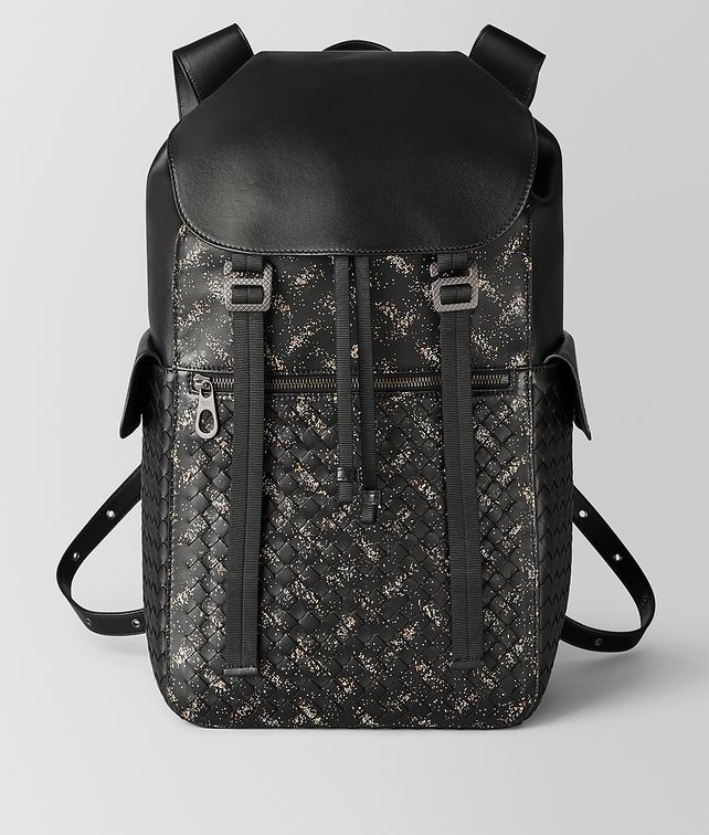 BOTTEGA VENETA NERO/DARK LEATHER INTRECCIATO MICRODOTS SASSOLUNGO BACKPACK Backpack Man fp
