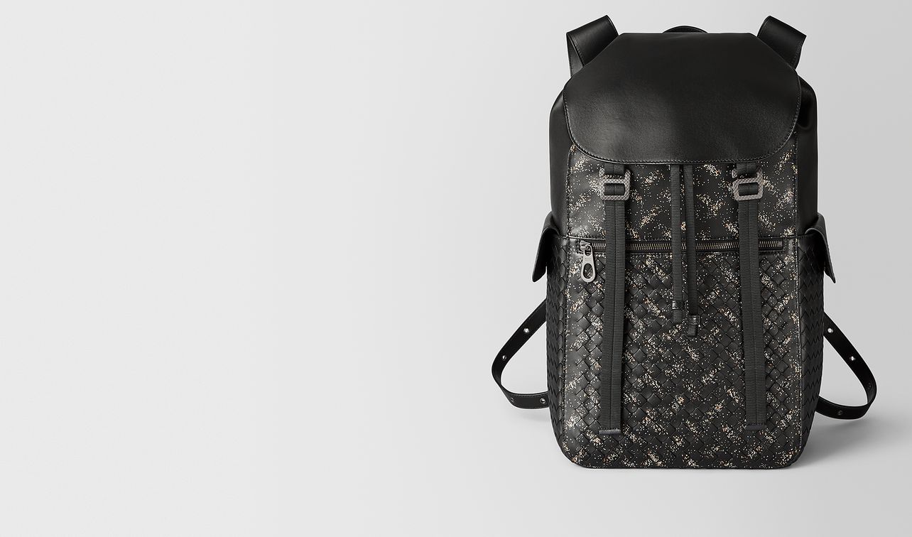 nero/dark leather intrecciato microdots sassolungo backpack landing