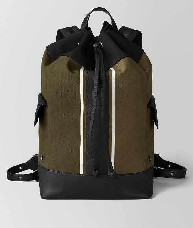 BOTTEGA VENETA MUSTARD/NERO CANVAS BACKPACK Backpack Man fp