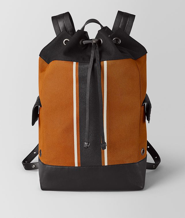 BOTTEGA VENETA ORANGE/NERO CANVAS BACKPACK Backpack Man fp
