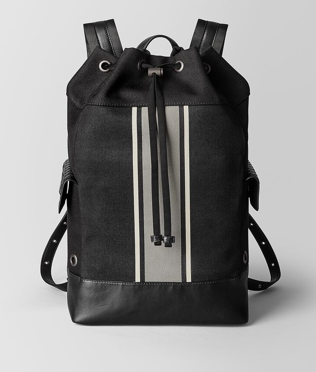 BOTTEGA VENETA NERO/CEMENT CANVAS BACKPACK Backpack Man fp