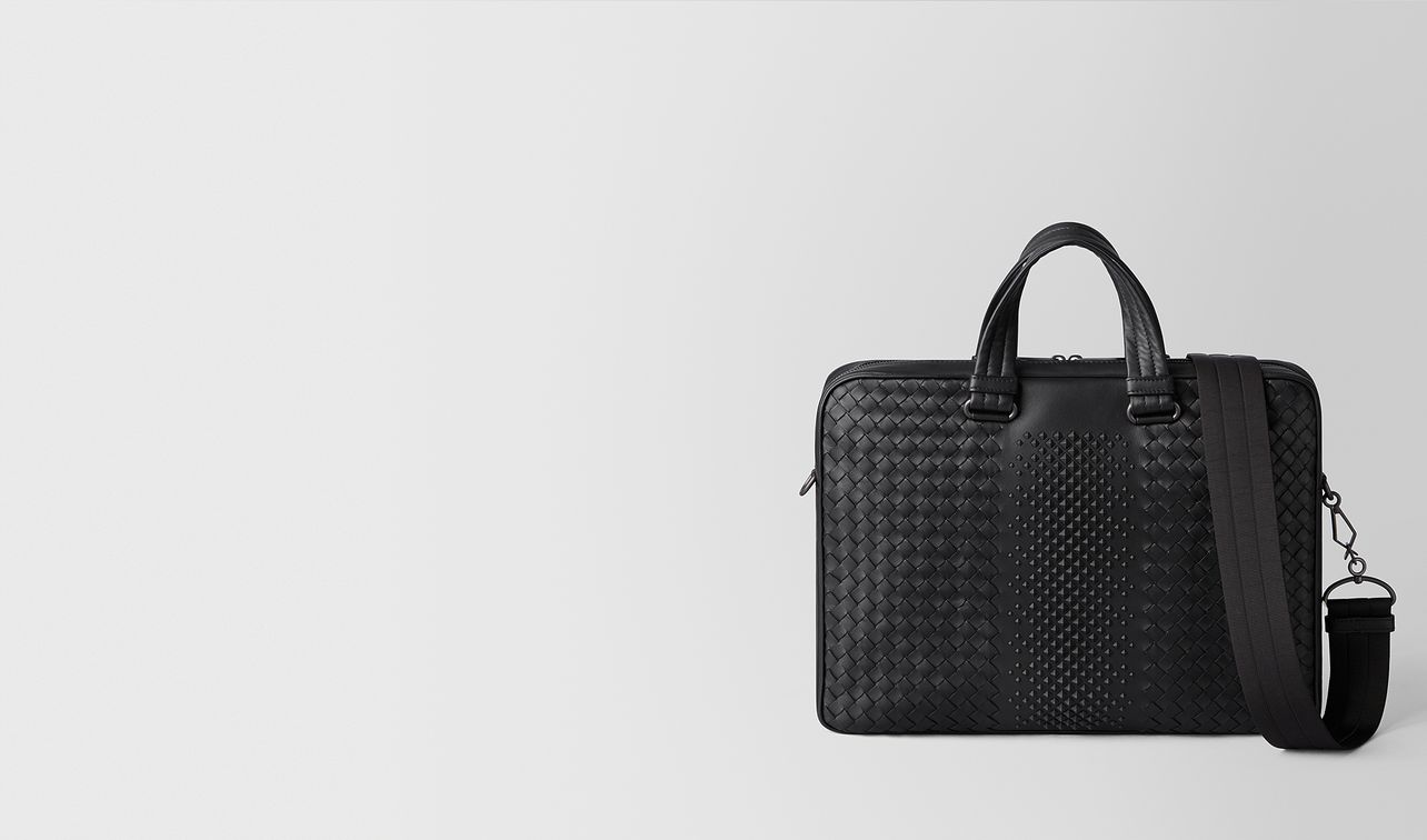 nero intrecciato nappa briefcase landing