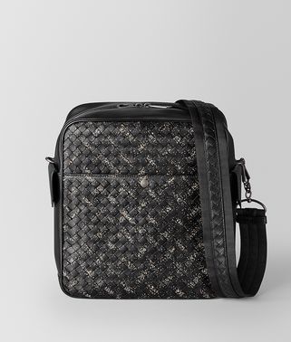 NERO/DARK LEATHER INTRECCIATO MICRODOTS MESSENGER