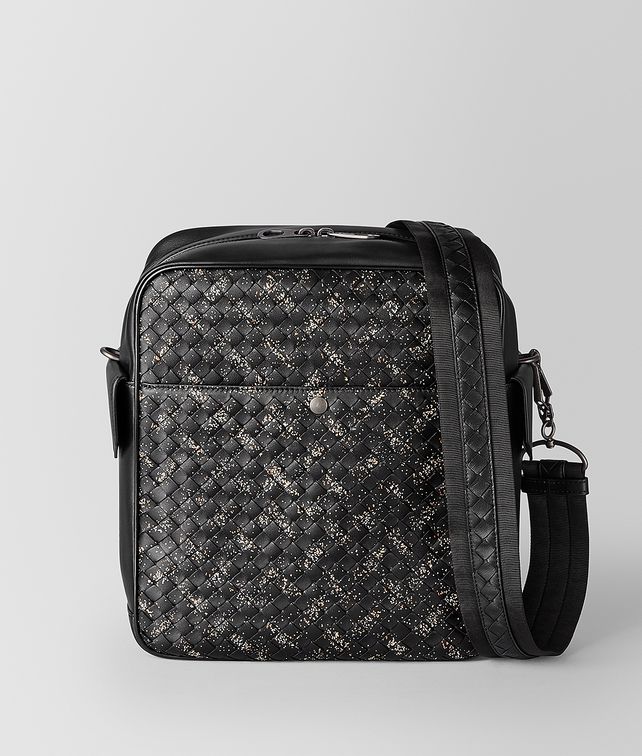 BOTTEGA VENETA NERO/DARK LEATHER INTRECCIATO MICRODOTS MESSENGER Messenger Bag Man fp