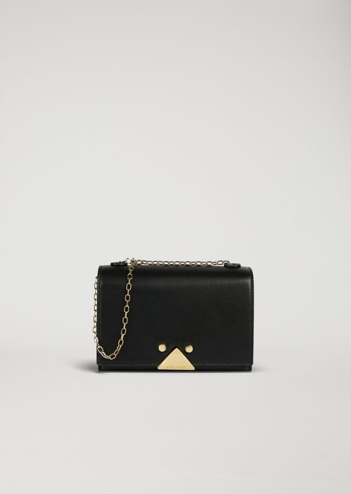 Minibolso de piel lisa con bandolera tipo cadena Minibolso de piel lisa con bandolera tipo cadena