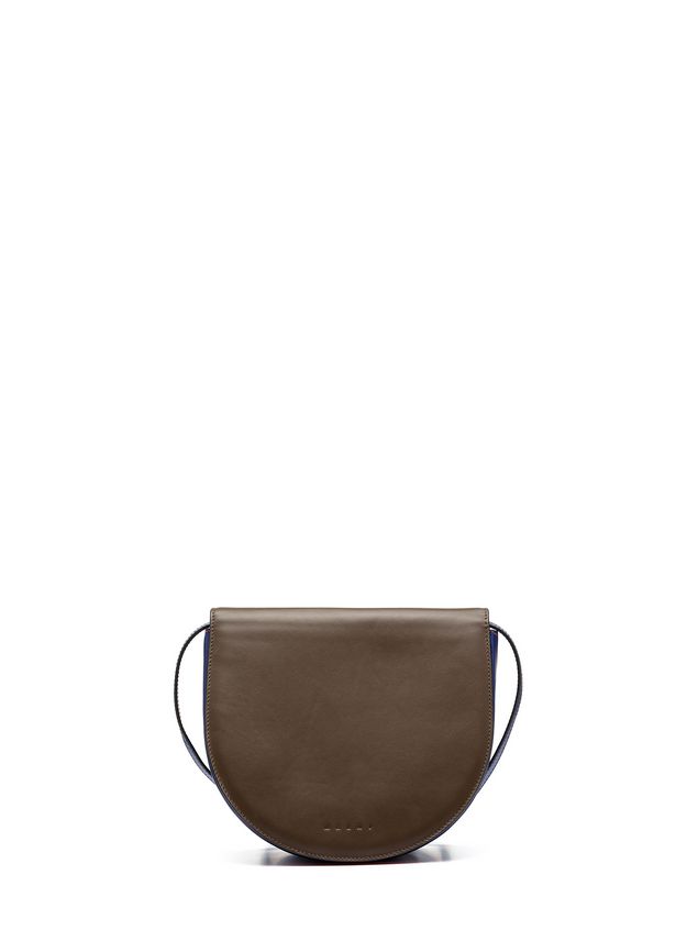 Shoulder Bag Marni MONILE bag in brown and blue calfskin Woman