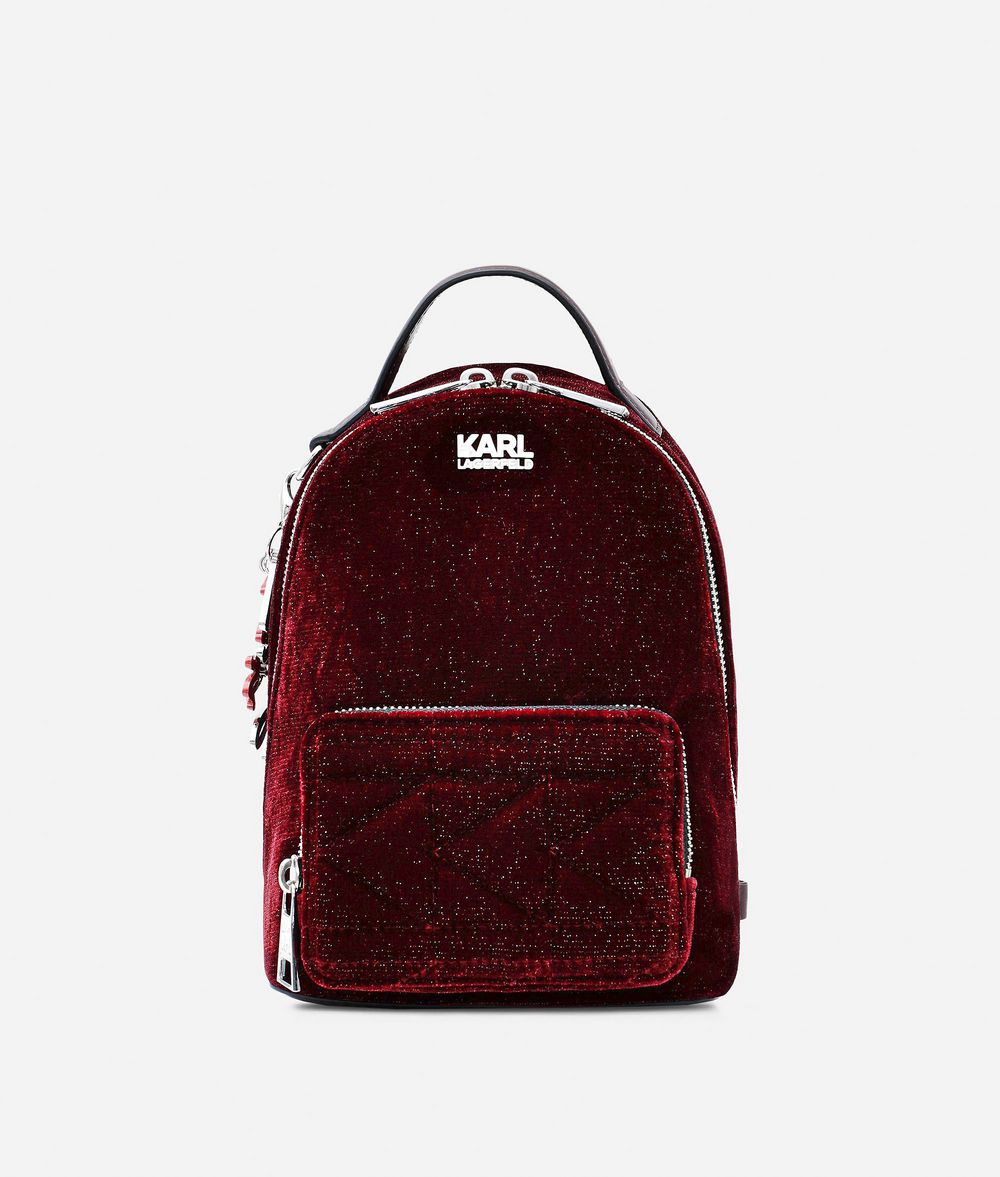 KARL LAGERFELD Karl X Kaia Glitter Velvet Mini Backpack Backpack Woman f