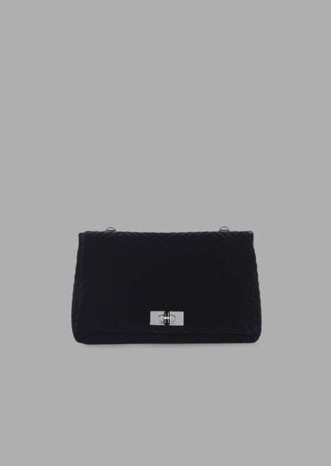 Women S Handbags Top Handle Shoulder Bags Giorgio Armani Chevron Velvet Shoulder Bag With Turn Lock